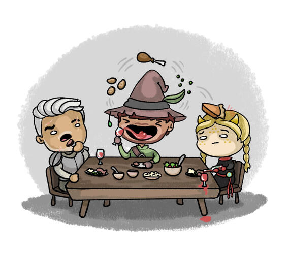 Inconsiderate wizard at family dinner Inconsiderate wizard at family dinner